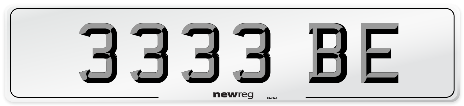 3333 BE Number Plate from New Reg
